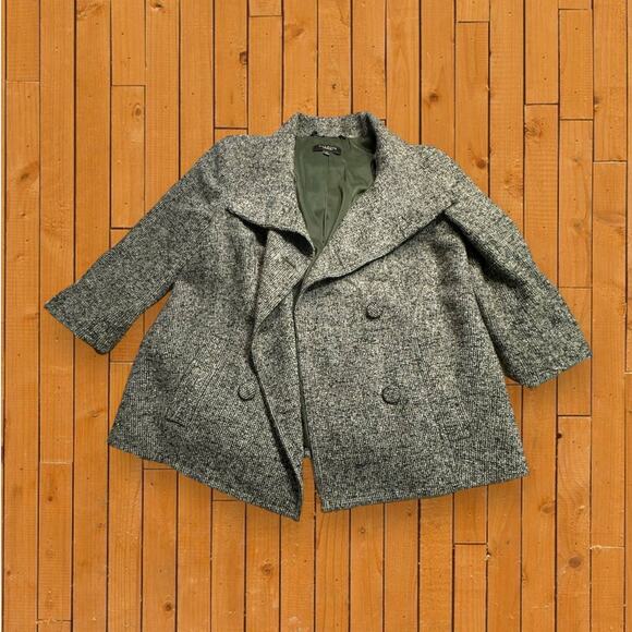 Talbots Jackets & Blazers - Talbots Green Gray Tweed Wool Blend Cropped Jacket Blazer Size 4